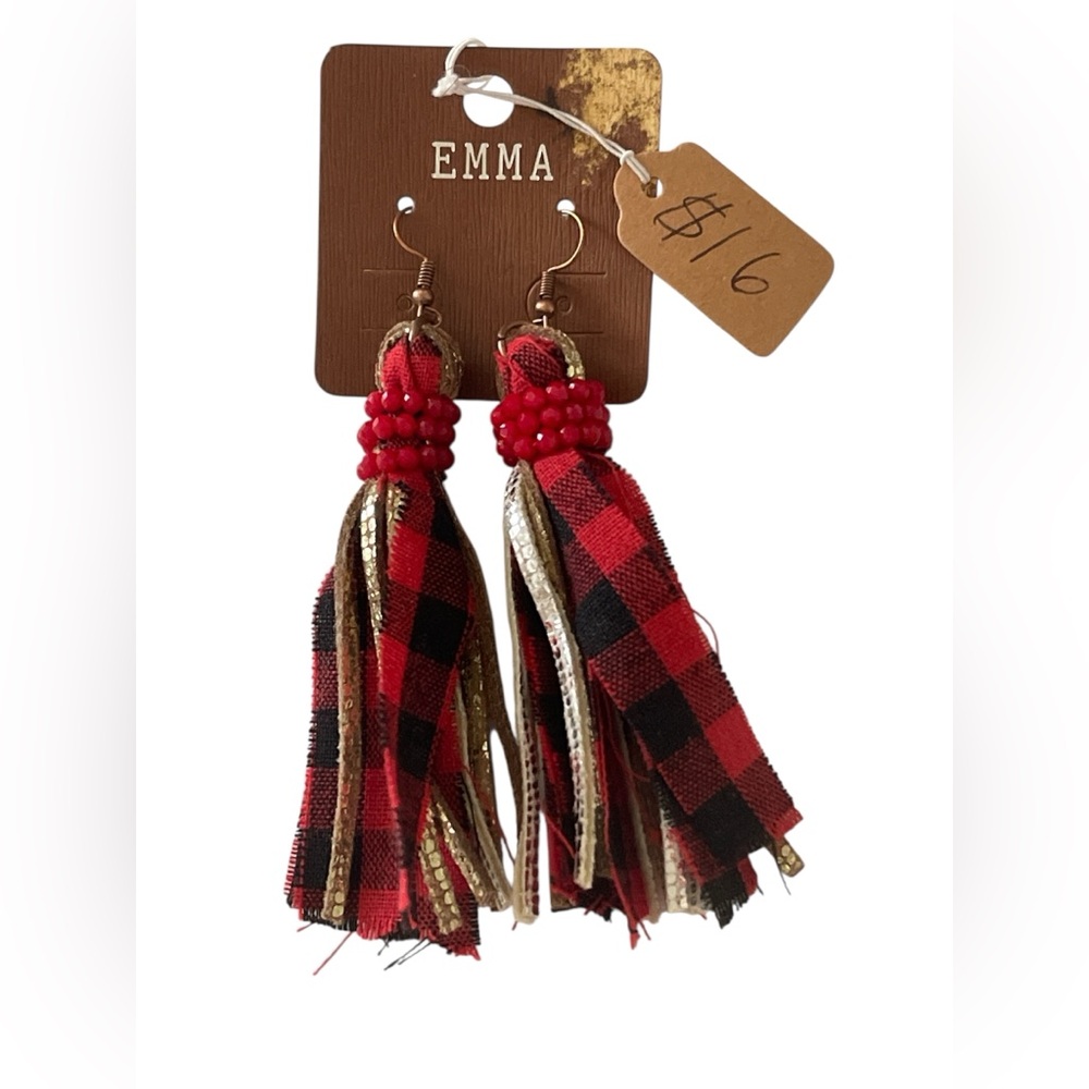 Buffalo Plaid Handmade Boutique Earrings NWT